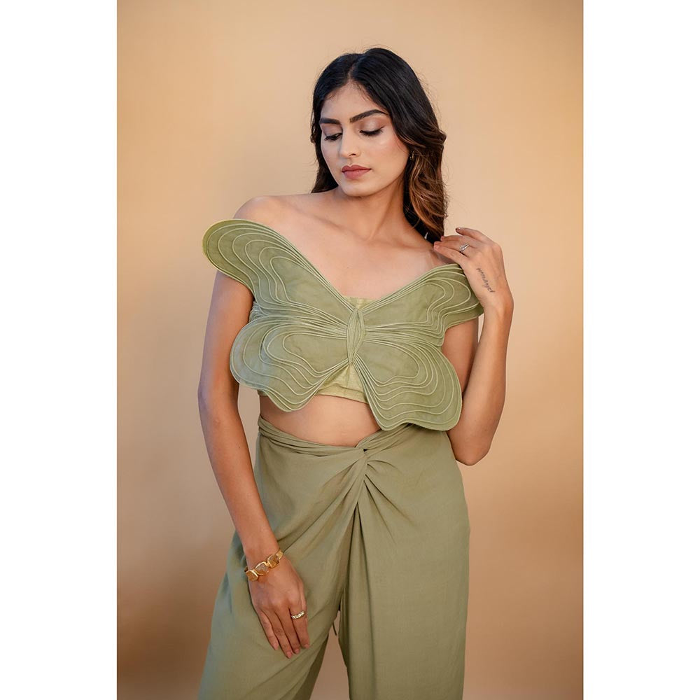 SUBTLE Green Butterfly Blush Co-Ord Set