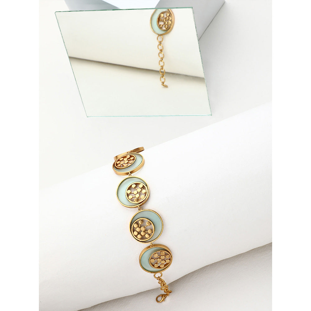 Suhani Pittie Gold Plated Dotted And Blue Acrylic Round Coins Choker