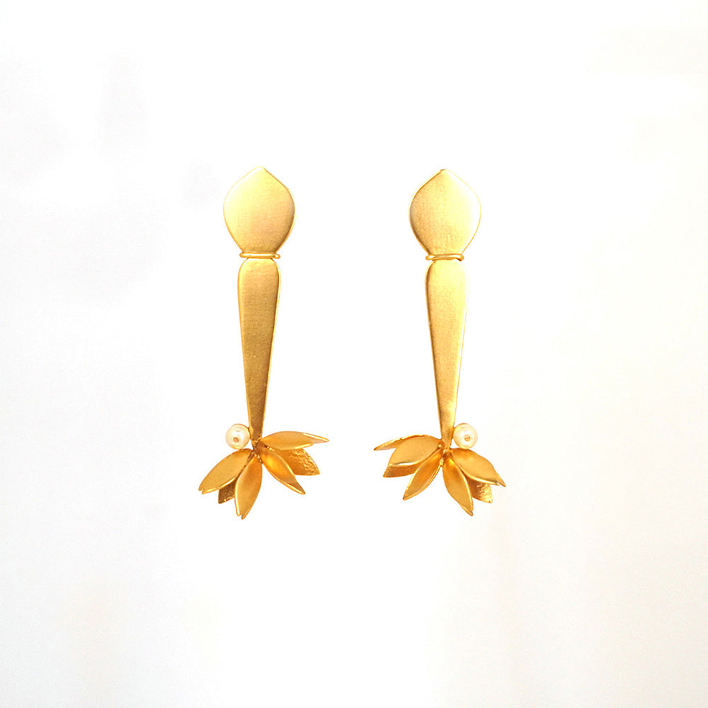 Suhani Pittie Gold Plated Plain Patti , 2 Buds And Pearl Earrings