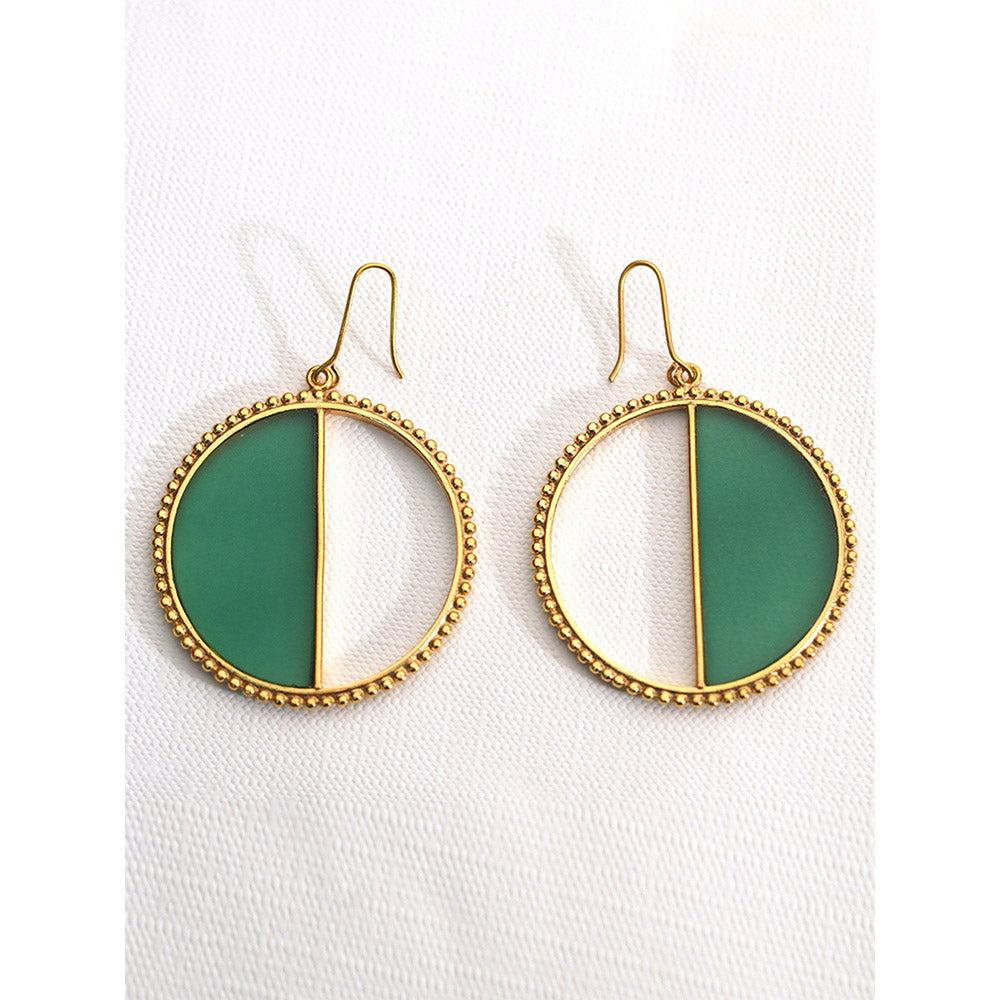 Suhani Pittie Gold Plated Half And Half Basil Green Acrylic Bali