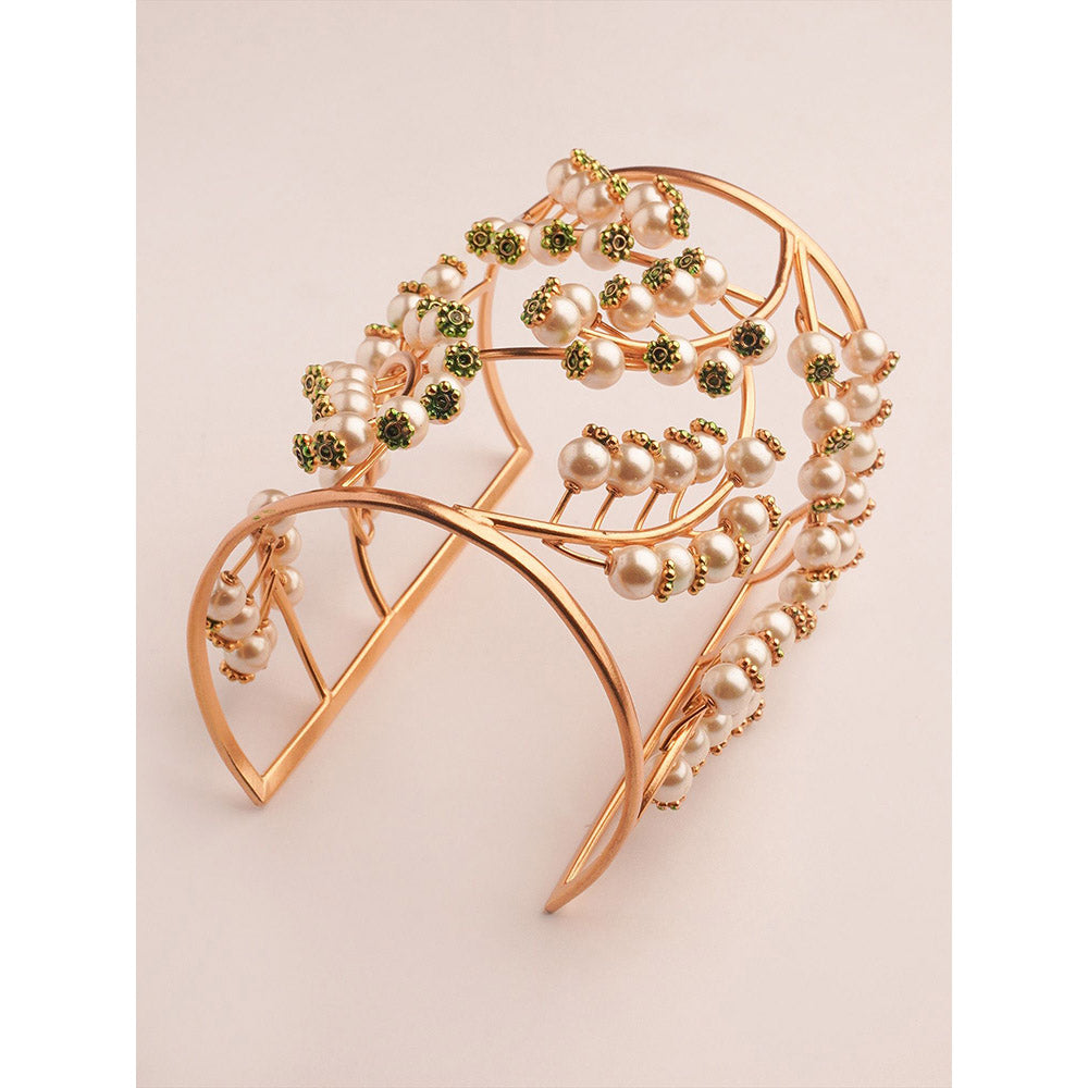 Suhani Pittie Pearl Monarch 22k Gold Plated Cuff