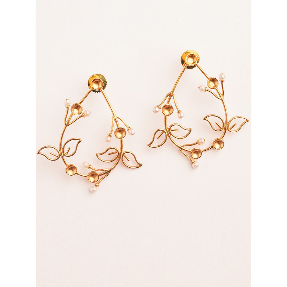 Suhani Pittie Fern Dynasty 22k Gold Plated Drop Earrings