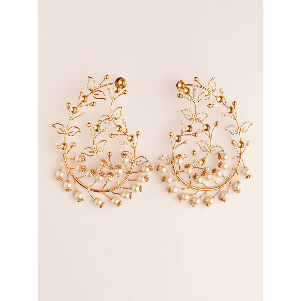 Suhani Pittie Pearl Empress 22k Gold-Plated Drop Earrings