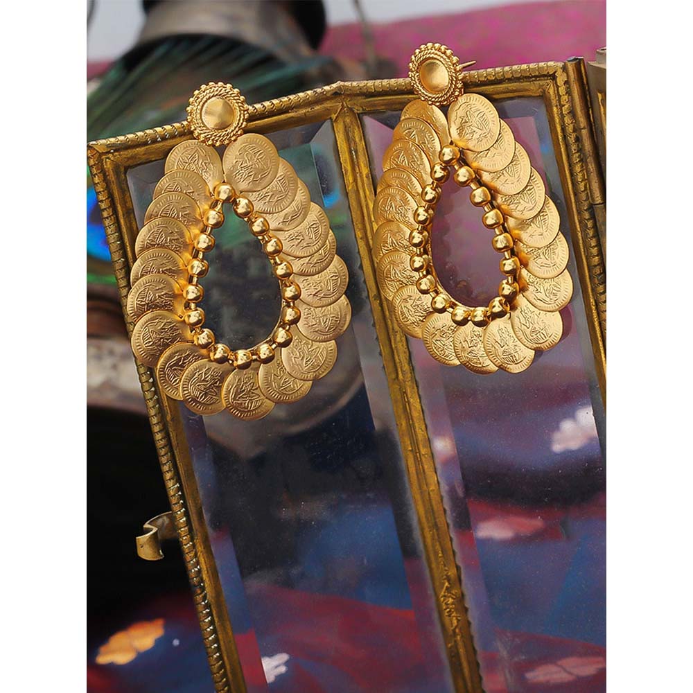 Suhani Pittie Gold coin motif and surya Drop earrings