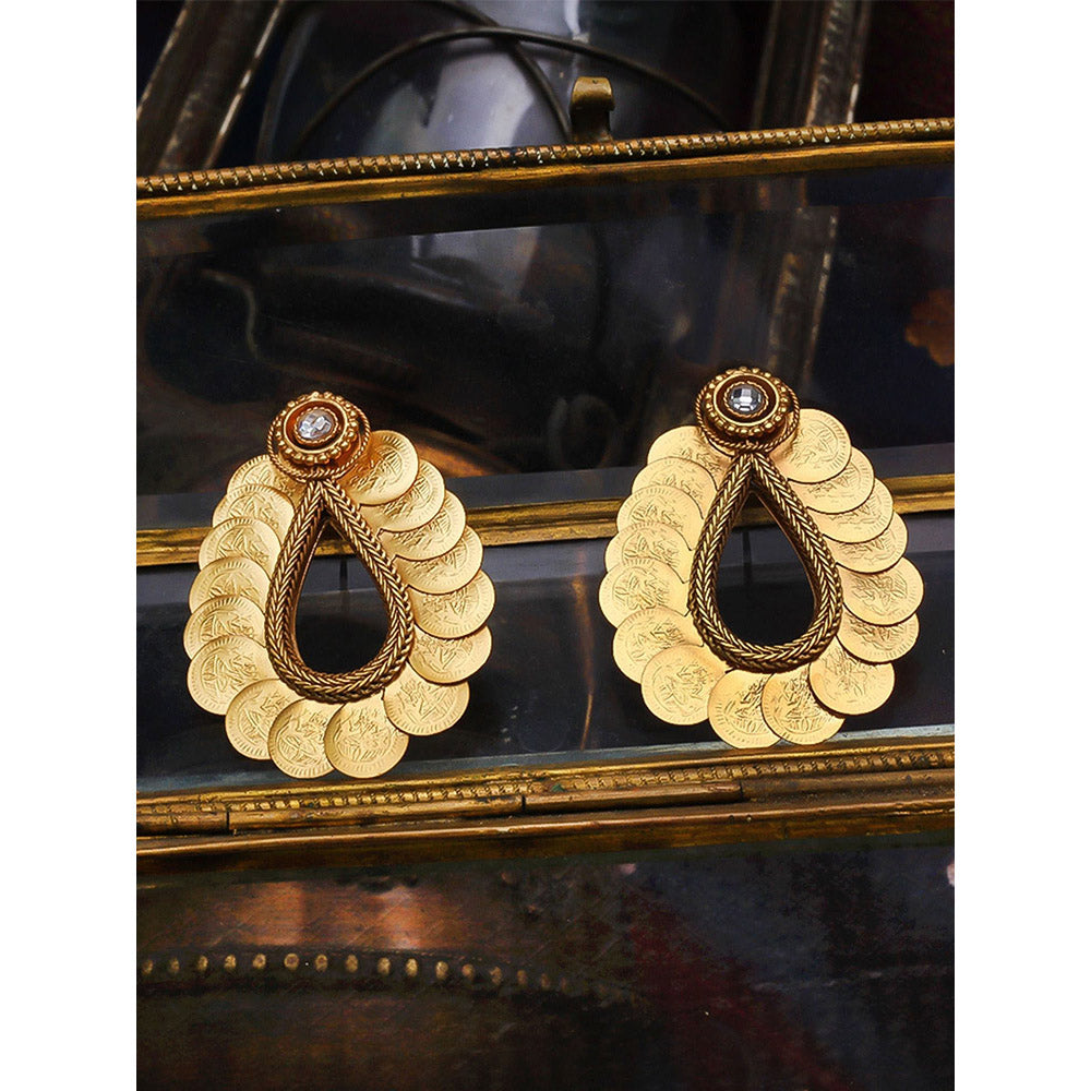 Suhani Pittie Gold coin motif and crystal Drop earrings