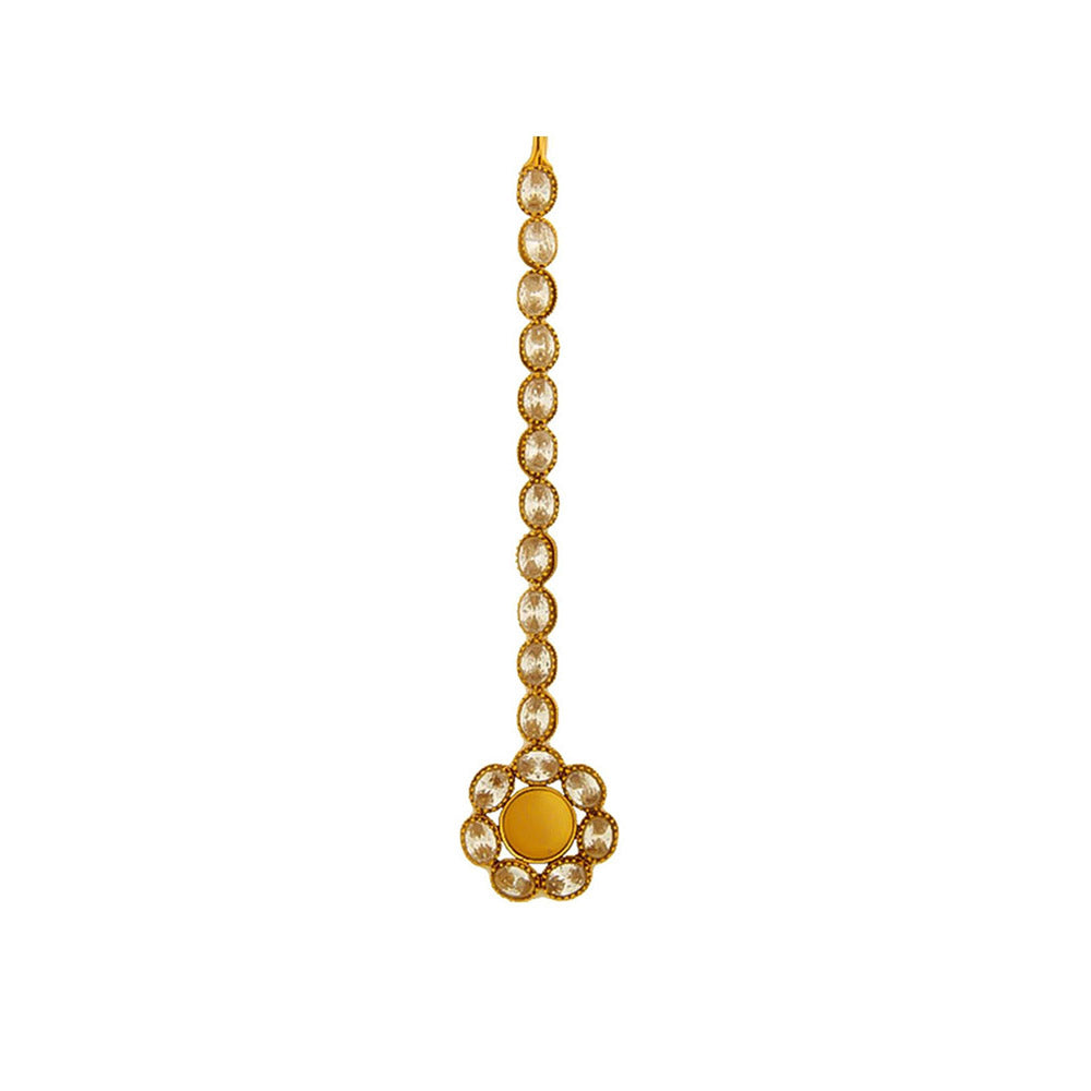 Suhani Pittie Gold coin maang tikka with crystals
