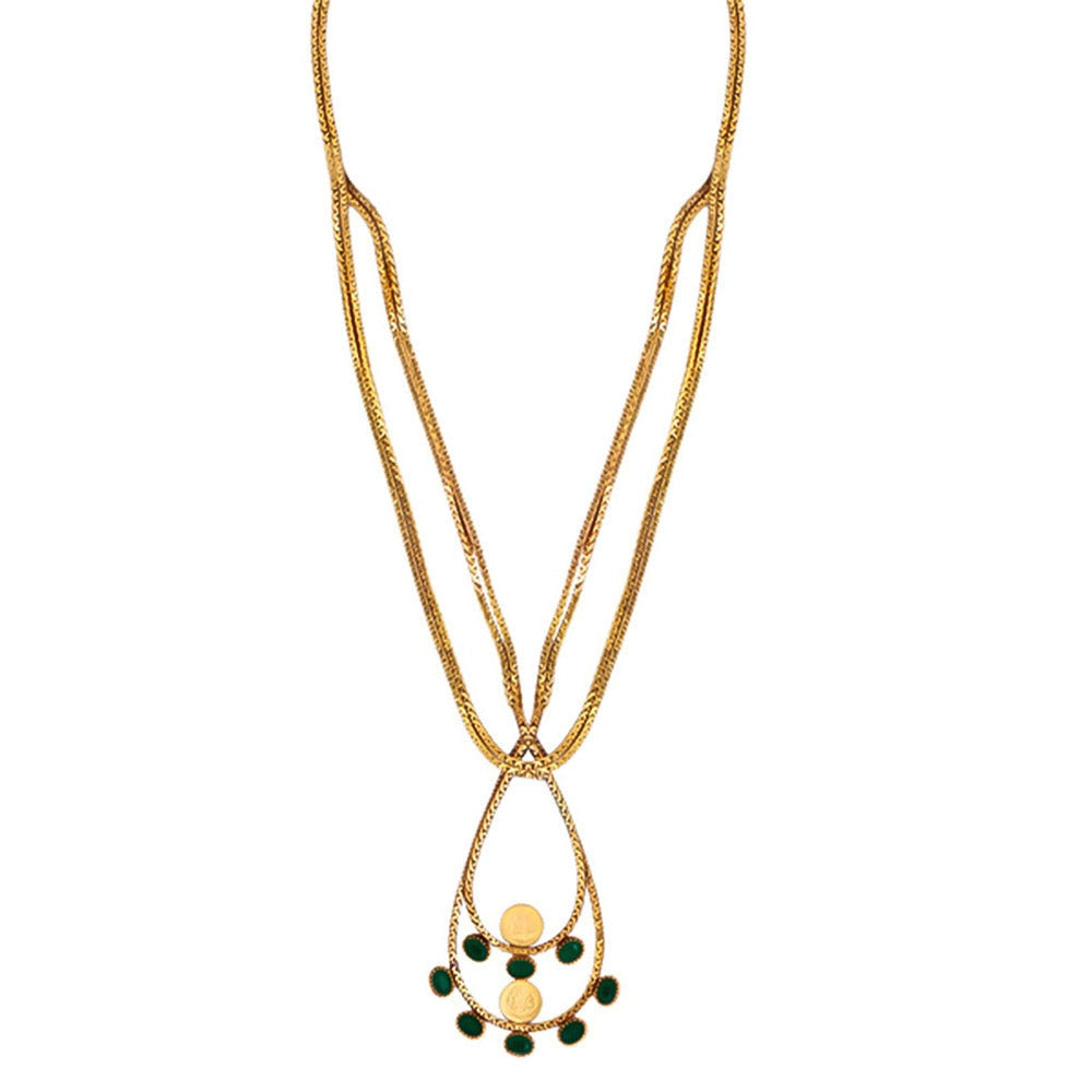 Suhani Pittie Gold Dune Necklace with crystals pendant
