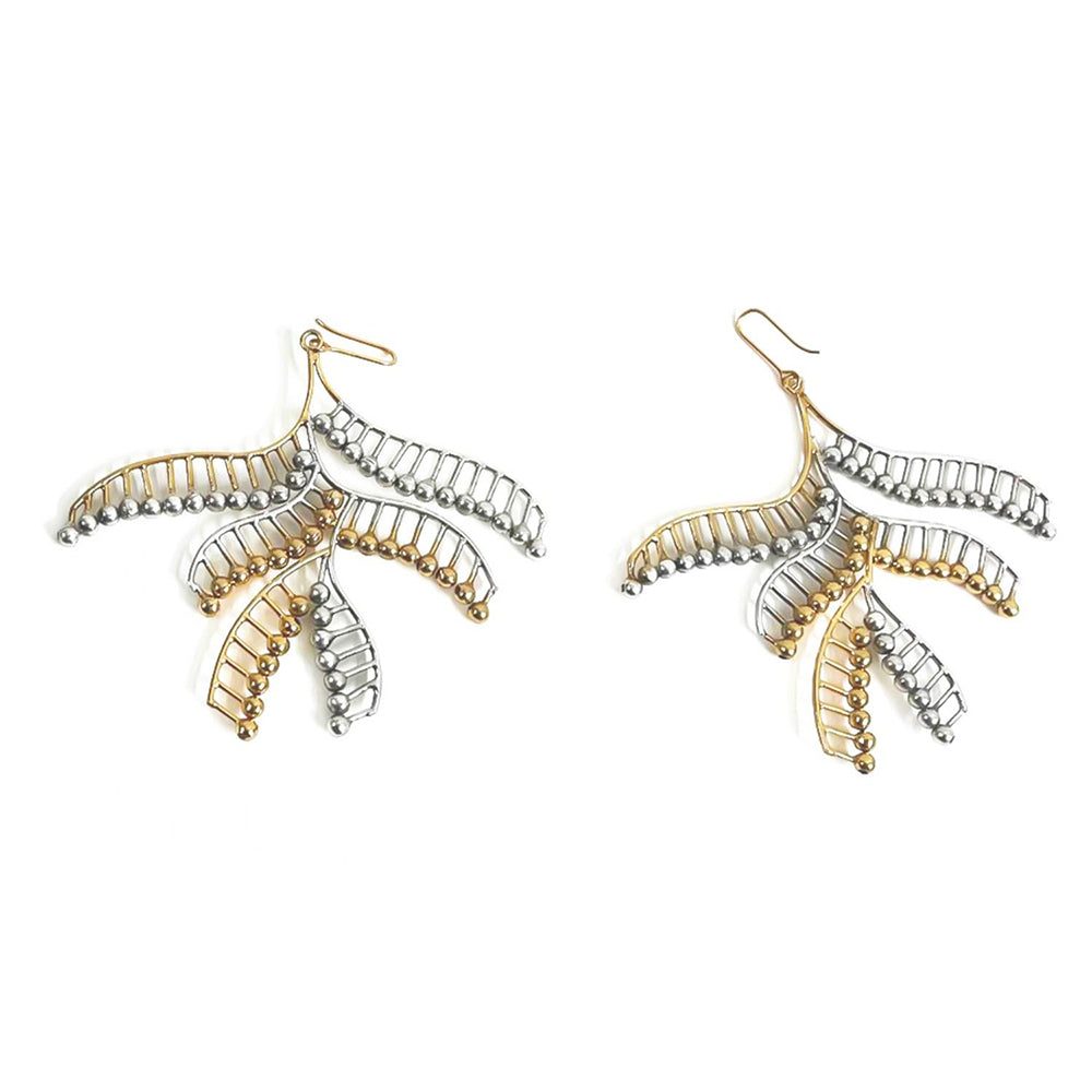 Suhani Pittie Multi-Color Palm Palindrome Gold and Silver Earrings