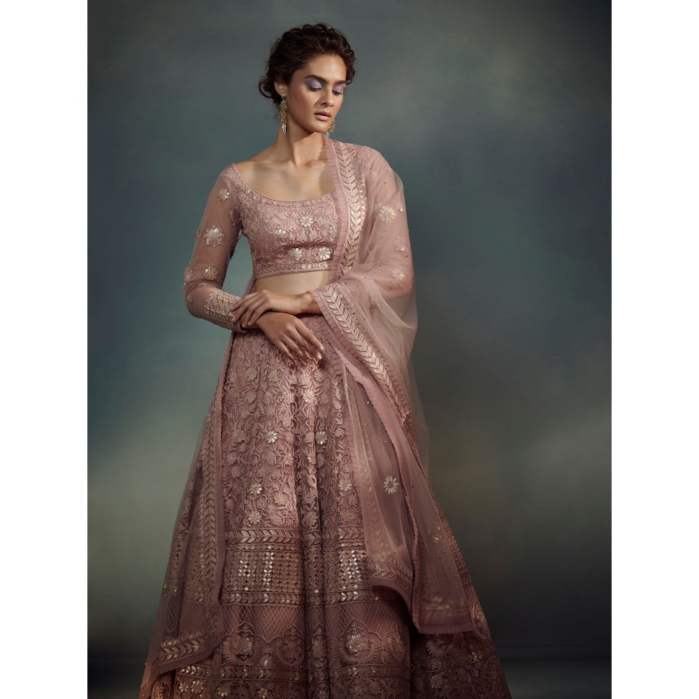 SUHINO Mauve Lehenga Blouse & Dupatta (Set of 3)