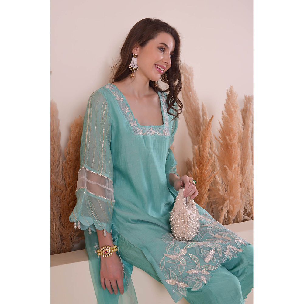 SURABHI ARYA Breezy Sky Blue Harmony Kurta with Pant and Dupatta