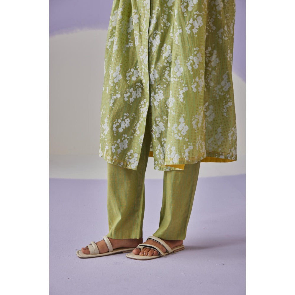 Surbhi Gupta Green Long Gathered Shirt and Pant (Set of 2)