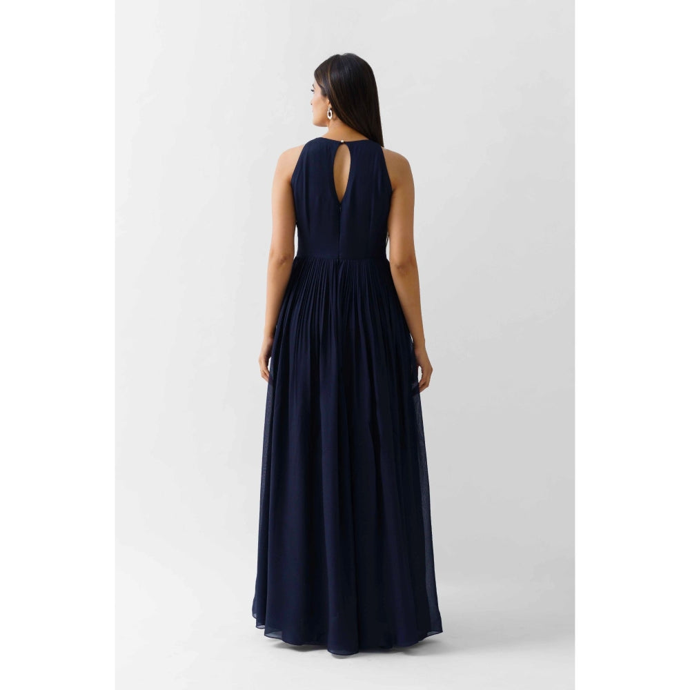 Suruchi Parakh Womens Navy Blue Solid Maxi Dress