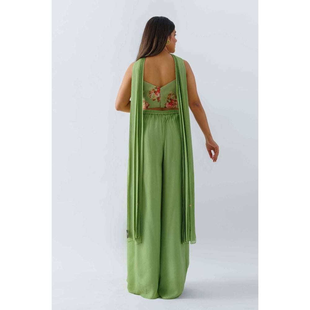 Suruchi Parakh Womens Fusion Embellished Blouse with Palazzo and Dupatta (Set of 3)