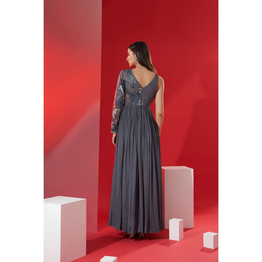 Suruchi Parakh Womens Grey Embellished Maxi Dress