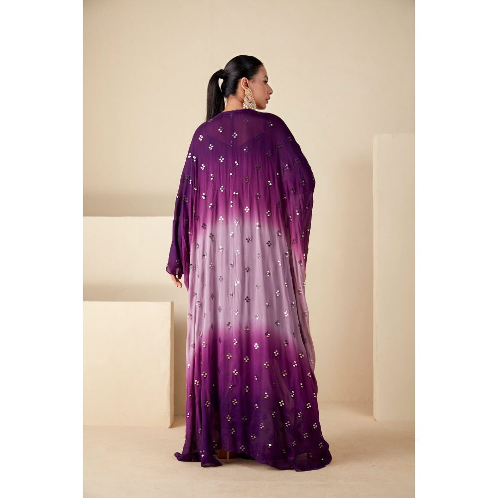 Suruchi Parakh Purple Embellished Kaftan with Inner (Set of 2)
