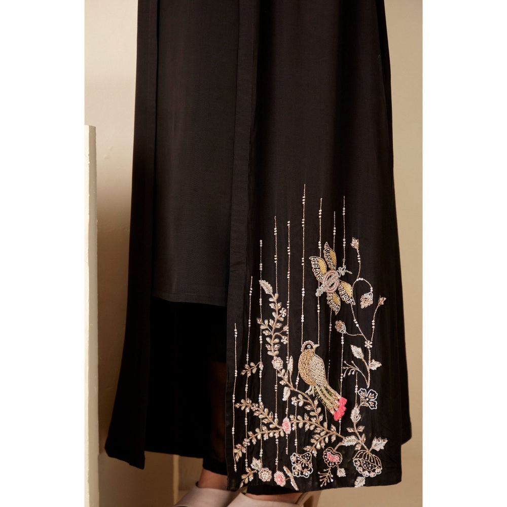 Suruchi Parakh Womens Black Embroidered Kurta and Pant (Set of 3)