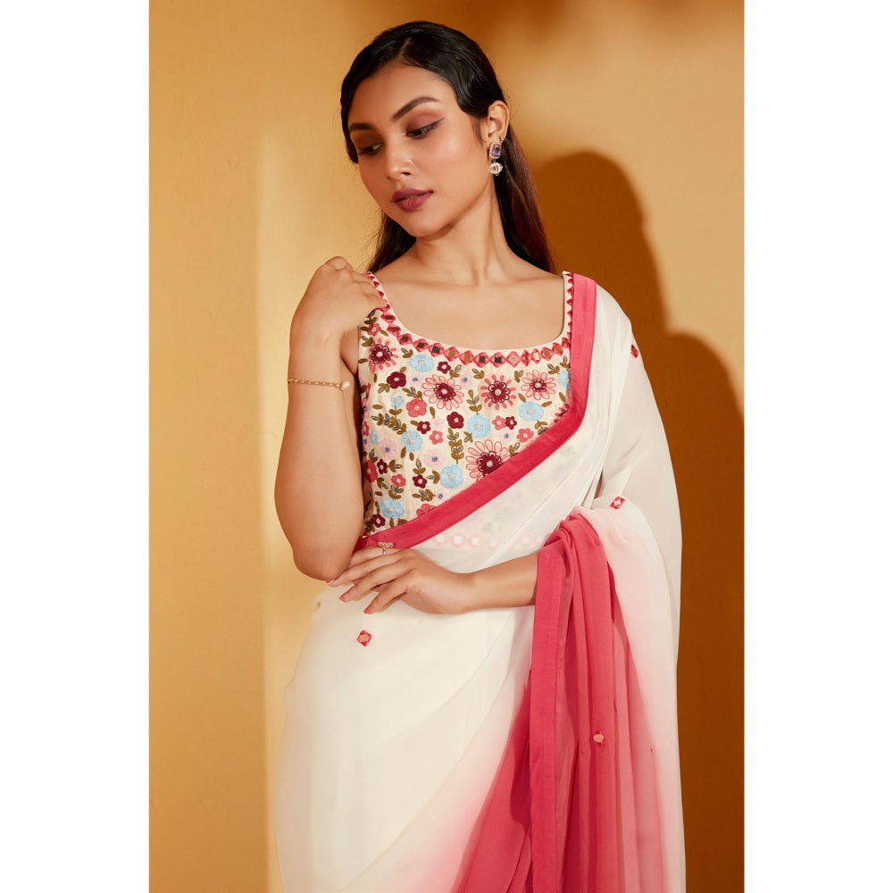 Suruchi Parakh Womens Embellished Saree with Petticoat and Blouse with Stitched