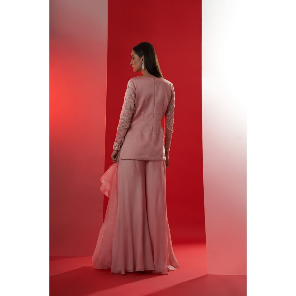 Suruchi Parakh Womens Pink Embellished Kurti with Palazzo and Dupatta (Set of 3)