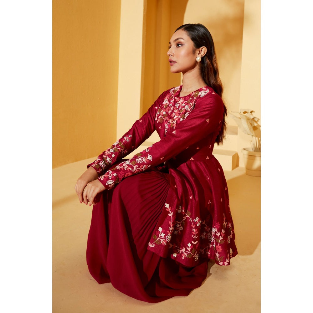 Suruchi Parakh Womens Embroidered Sharara with Kurta and Dupatta (Set of 3)