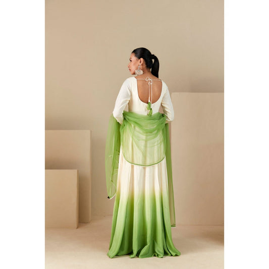 Suruchi Parakh Womens Cream Embellished Anarkali Kurta and Dupatta (Set of 2)