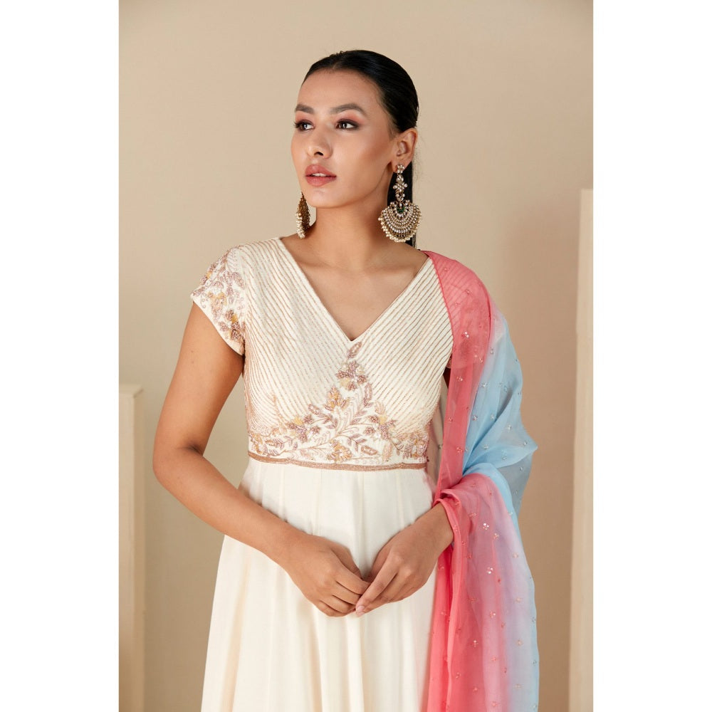 Suruchi Parakh Womens Embroidered Anarkali Kurta and Dupatta (Set of 2)