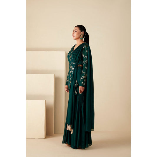 Suruchi Parakh Womens Green Embellished Kurti with Sharara and Dupatta (Set of 3)