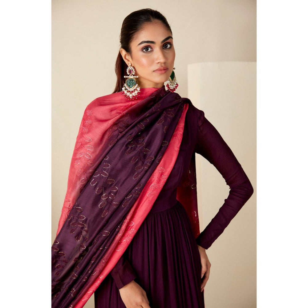 Suruchi Parakh Womens Solid Anarkali Kurta and Dupatta (Set of 2)