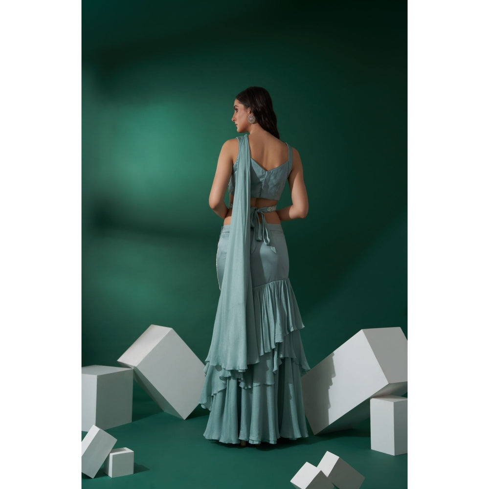 Suruchi Parakh Womens Embellished Crop Top with Skirt and Dupatta (Set of 3)