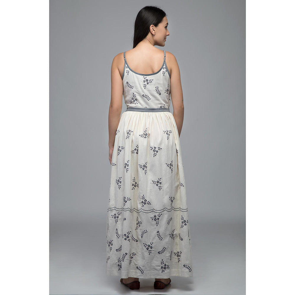 S & V designs Yellow Embroidered Shoulder Strap Maxi Dress