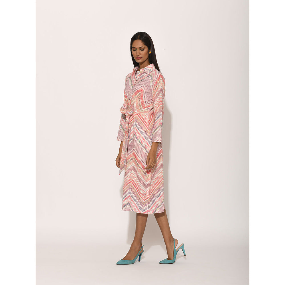 Swati Vijaivargie Dots Pink Chevron Dress