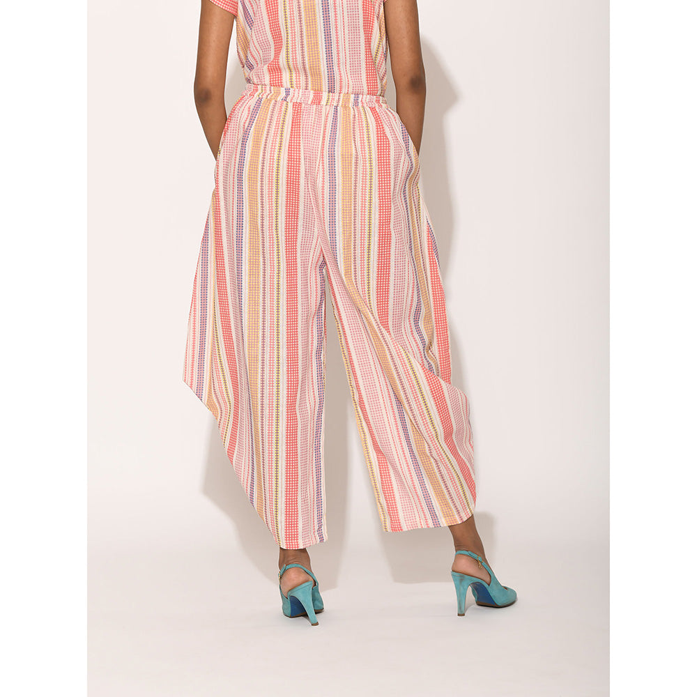 Swati Vijaivargie Dots Pink Striped Drape Pants