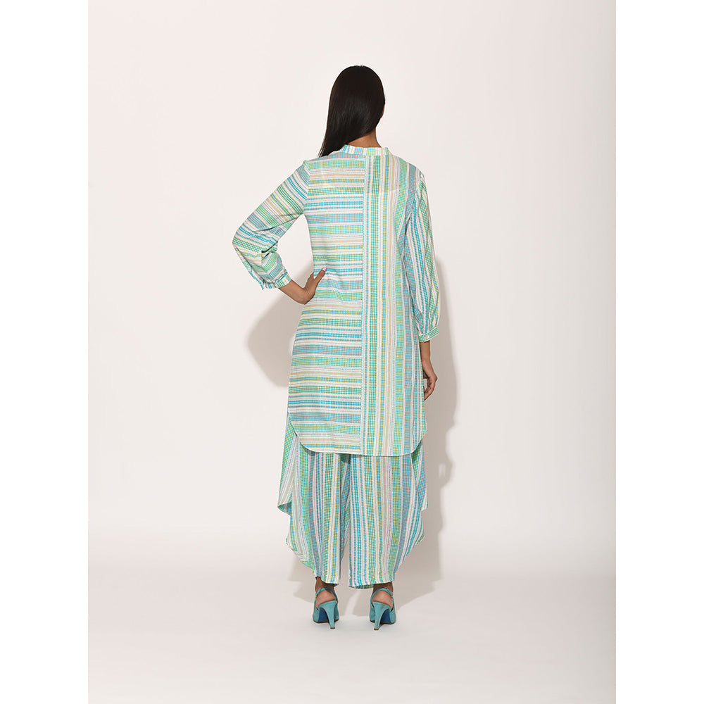 Swati Vijaivargie Dots Turquoise Striped Top