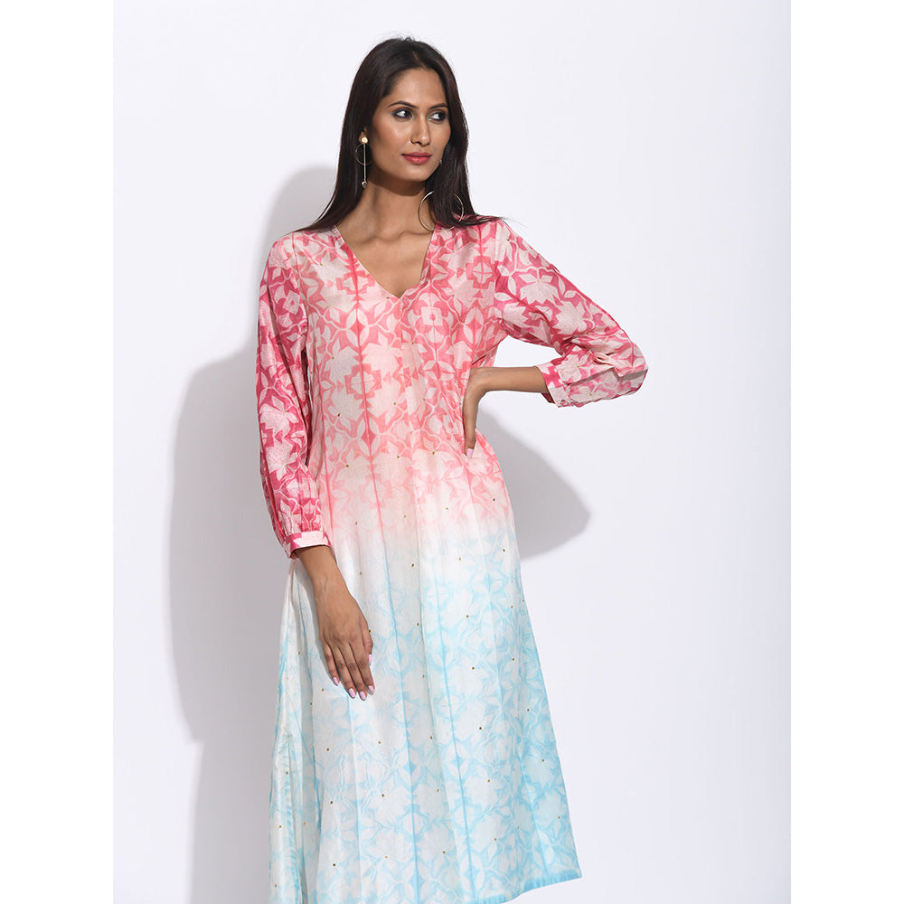 Swati Vijaivargie Red And Blue Shibori Kurta