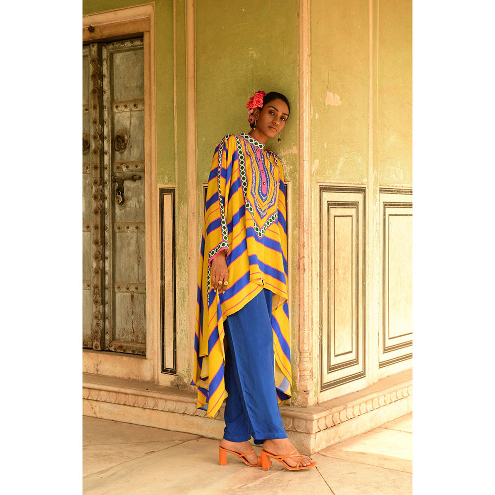 Swati Vijaivargie Blue Rani Cape & Pant (Set of 2)