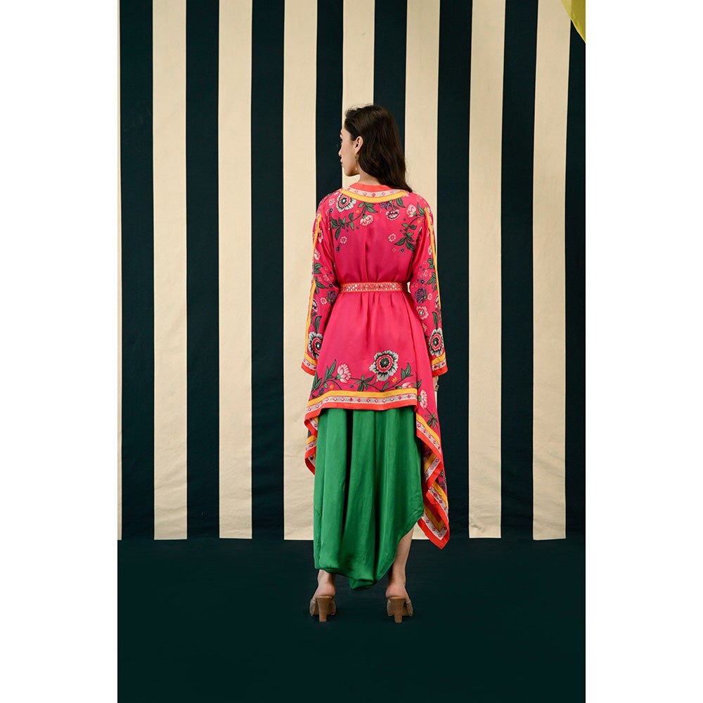 Swati Vijaivargie Gumohar Lata Cape with Gulmohar Surajmuki Dress & Belt (Set of 3)