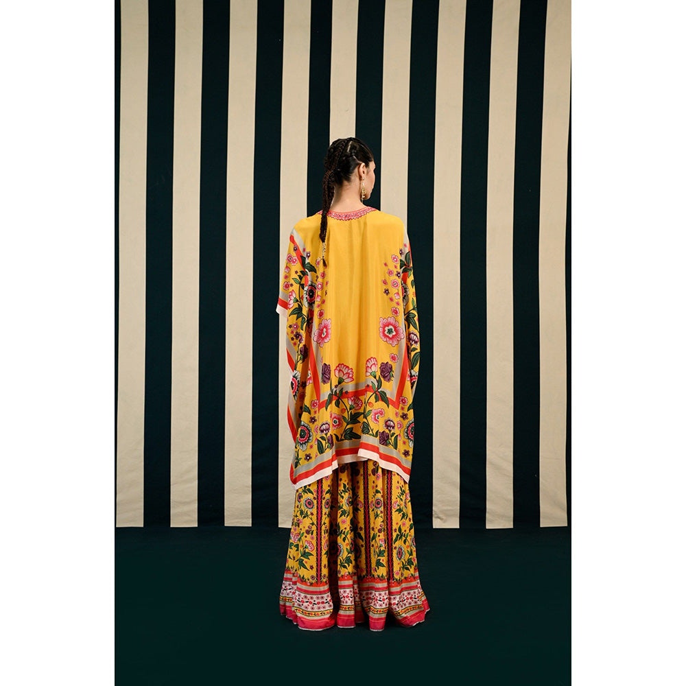 Swati Vijaivargie Gulmohar Pansy Sharara with Kaftan Kurti (Set of 2)