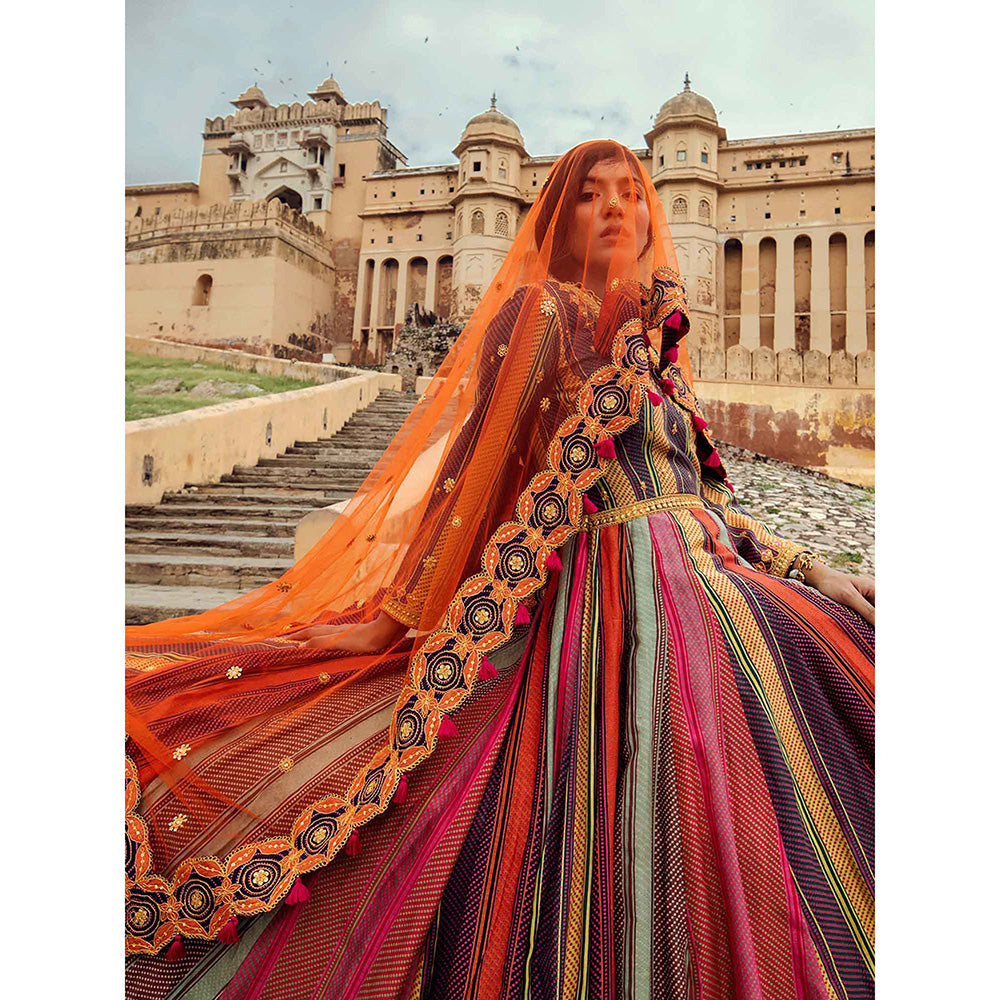 Swati Vijaivargie Pushkar Anarkali Kurta with Badmer Dupatta (Set of 2)