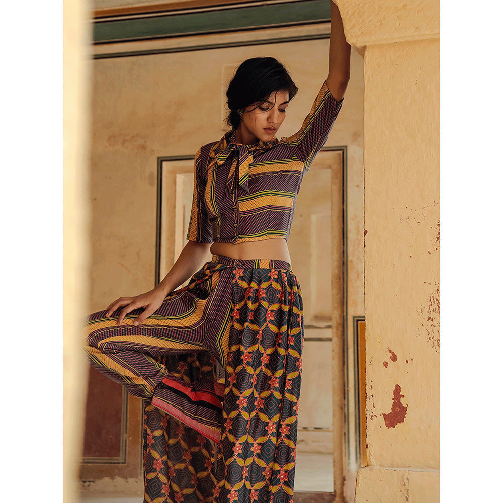 Swati Vijaivargie Fatehpur Crop Top with Sikri Wrap Pant (Set of 2)