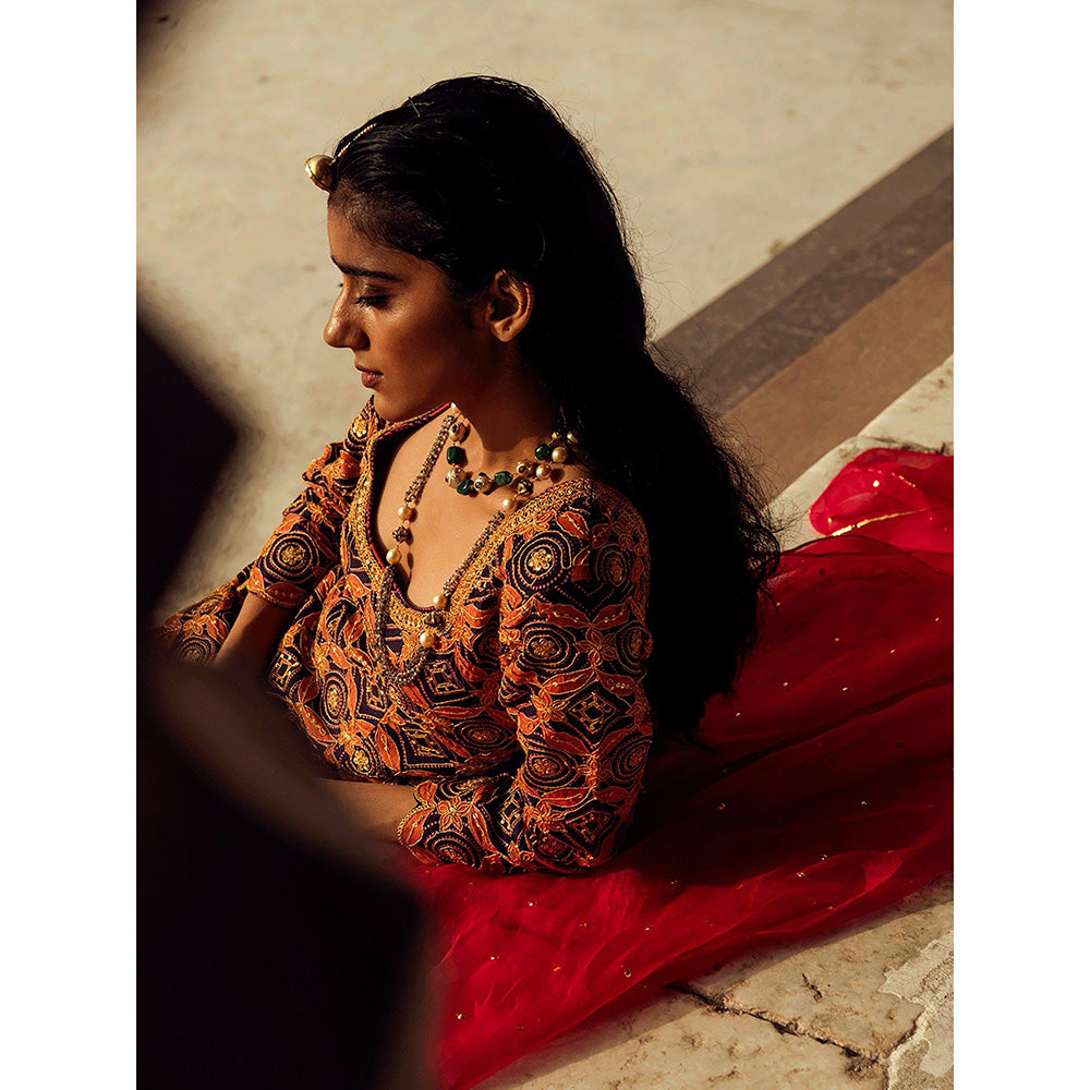 Swati Vijaivargie Jalmahal Lehenga with Kurti & Dupatta (Set of 3)