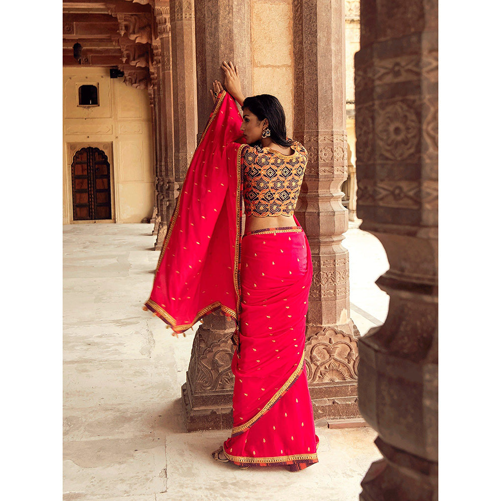 Swati Vijaivargie Panna Meena Saree with Stitched