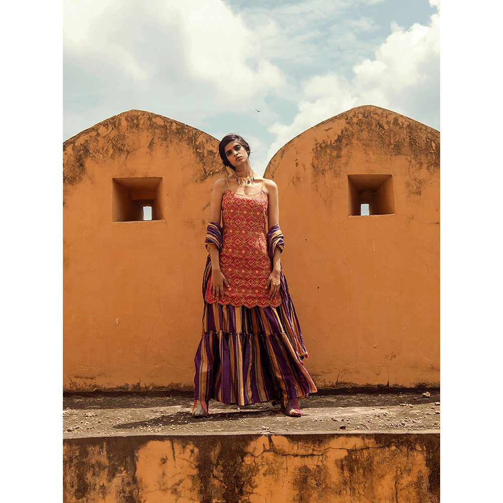 Swati Vijaivargie Kumbalgarh Kurta with Nathdwara Sharara and Teej Dupatta (Set of 3)