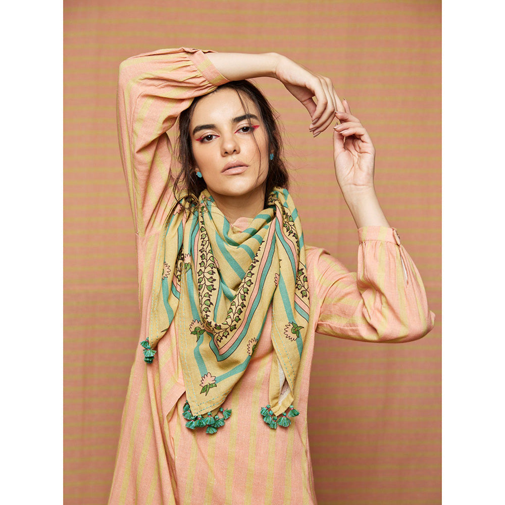 Swati Vijaivargie Lily Printed Blocked Scarf