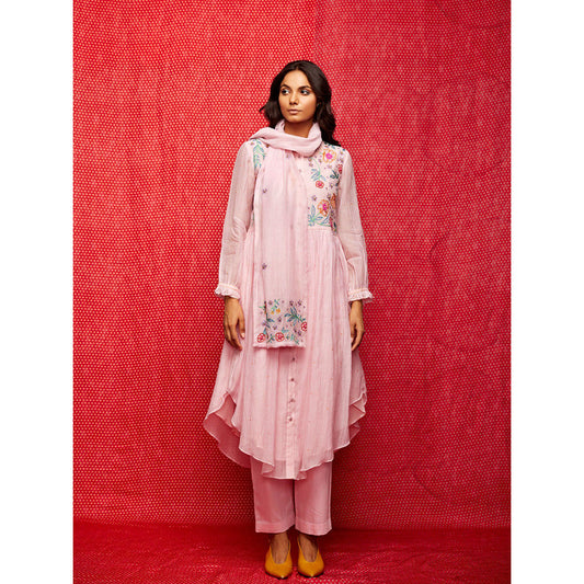 Swati Vijaivargie Rose Pink Embroidered Stole