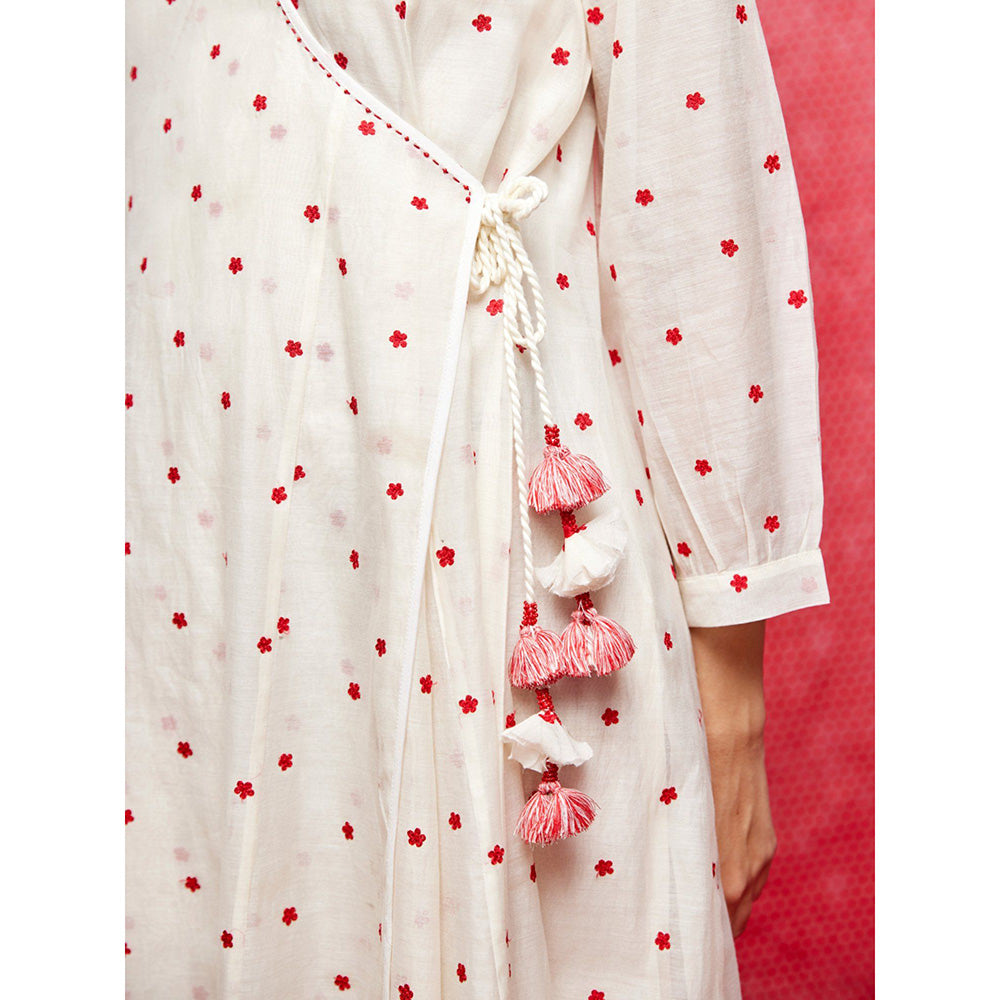 Swati Vijaivargie Rose White With Red Buti Angrakha