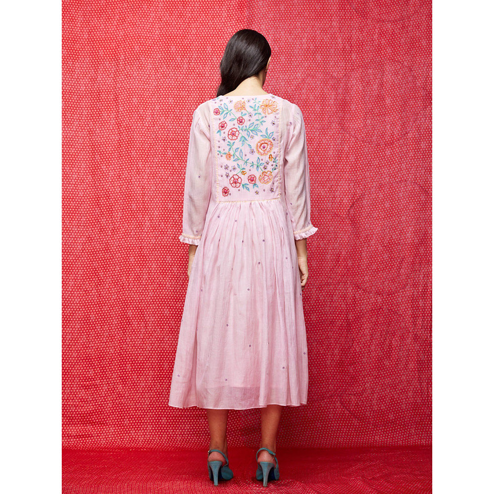 Swati Vijaivargie Rose Pink Embroidered Dress