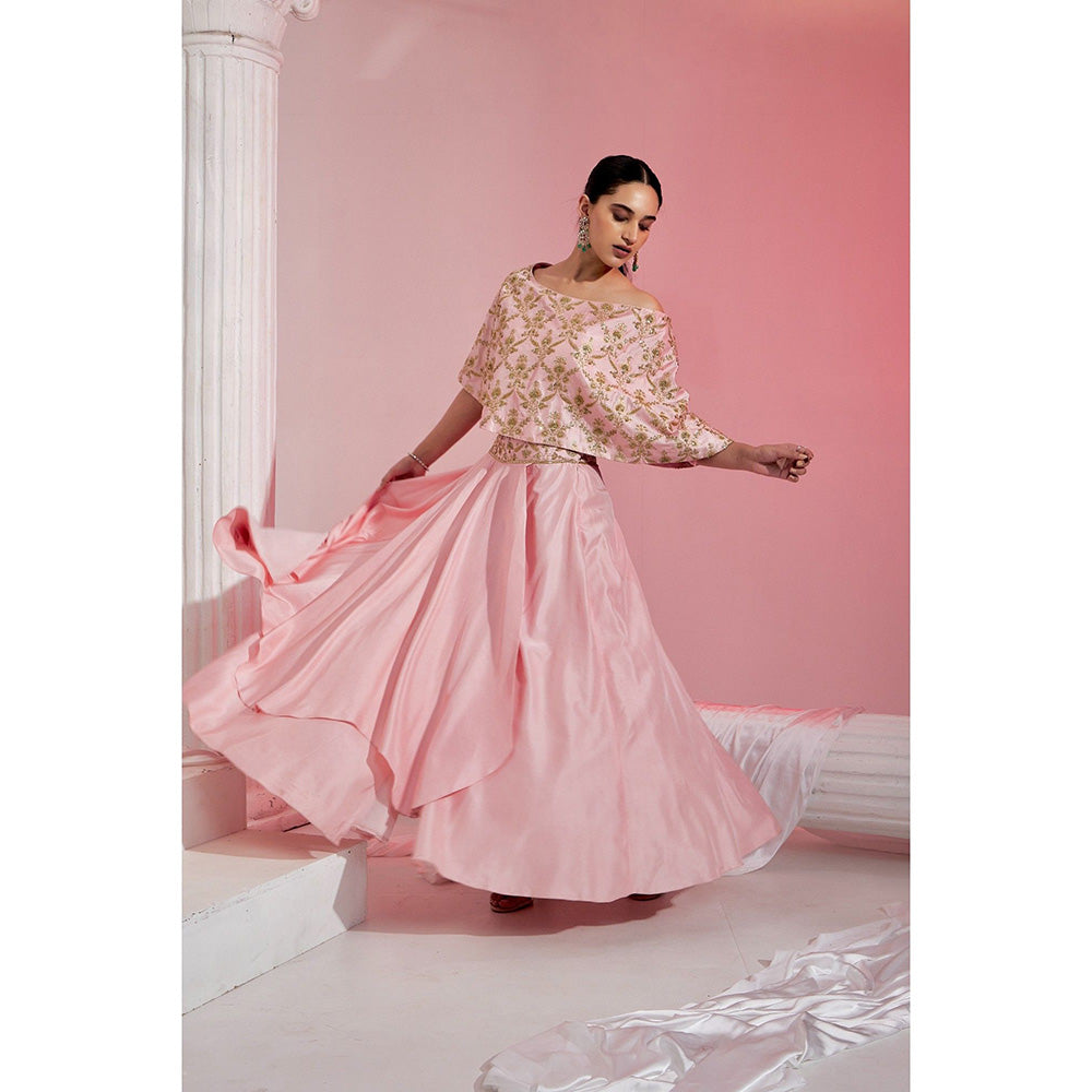 Swati Wadhwani Meraki Silk Embellished Lehenga and Cape Blouse (Set of 2)