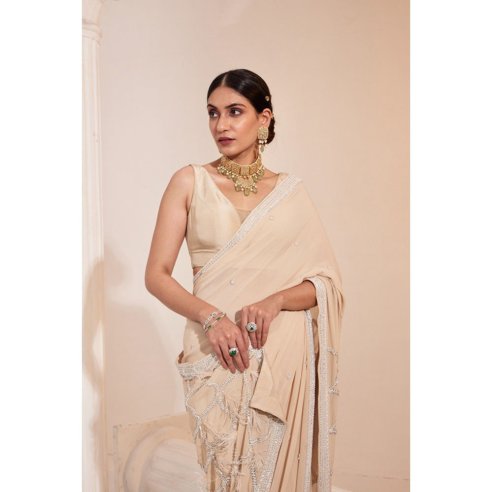 Swati Wadhwani Nura Pearl Work Pre Drape Saree and Stitched Blouse