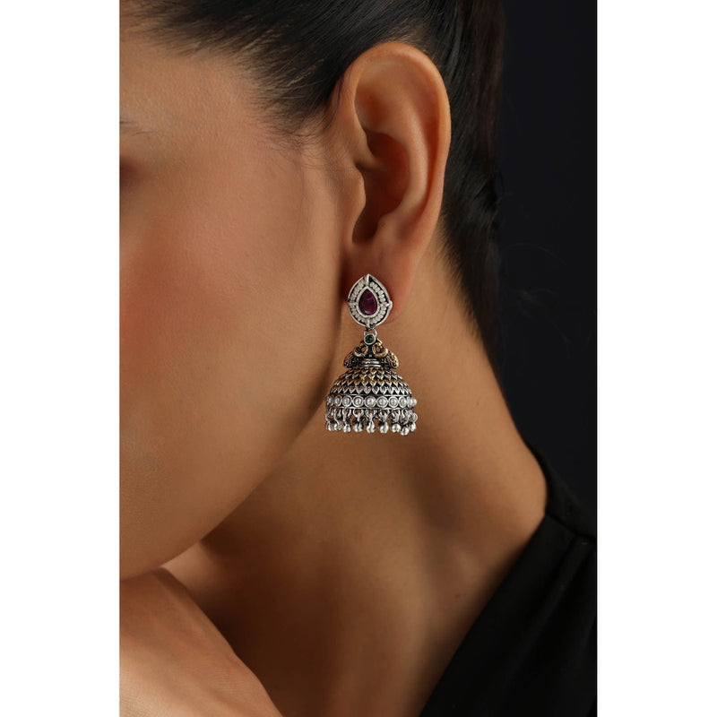 SWABHIMANN Purple Jhumka Earrings