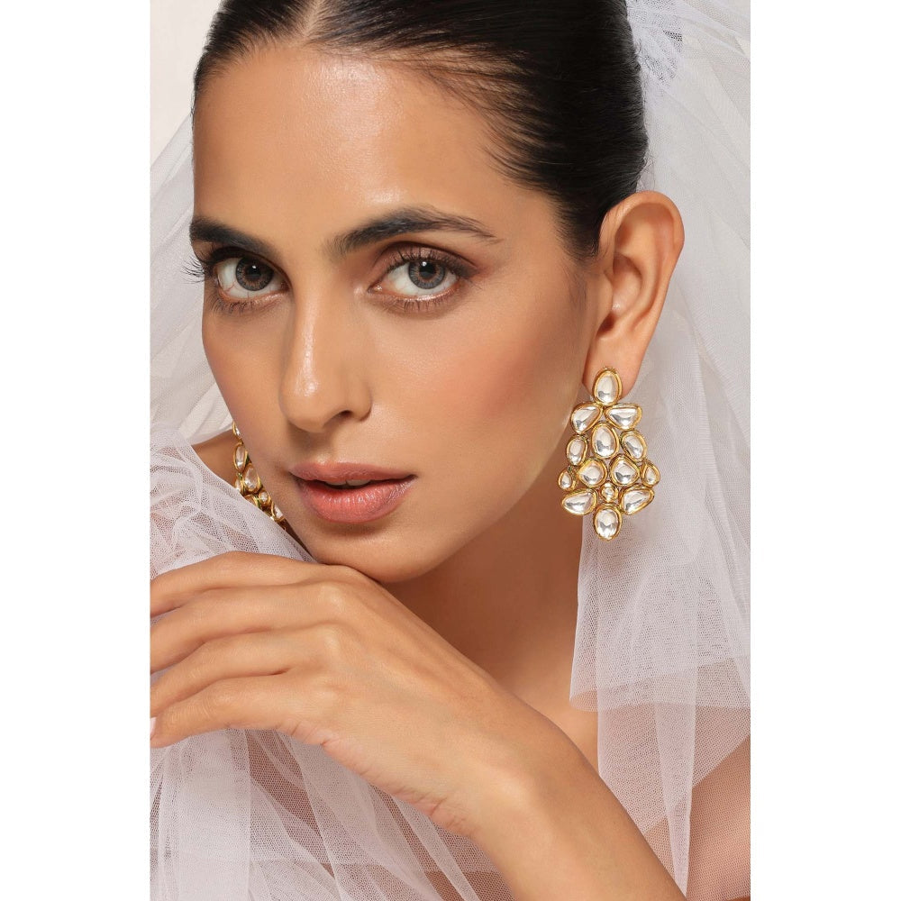 SWABHIMANN Nandini Gold Plated Kundan Dangler Earrings