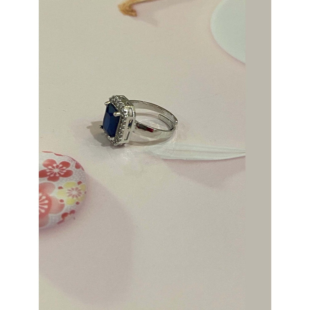 SWABHIMANN Alicia Silver Plated Zirconia Sapphire Ring